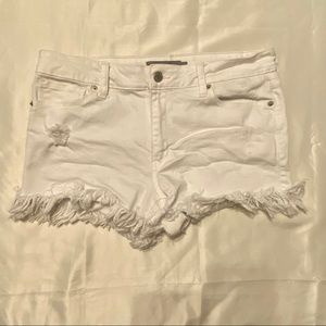 Women’s Destroyed Mid-Rise Denim Shorts by JustUSA